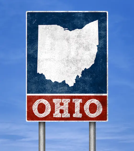 Ohio state road sign, SR22 insurance filing in Ohio